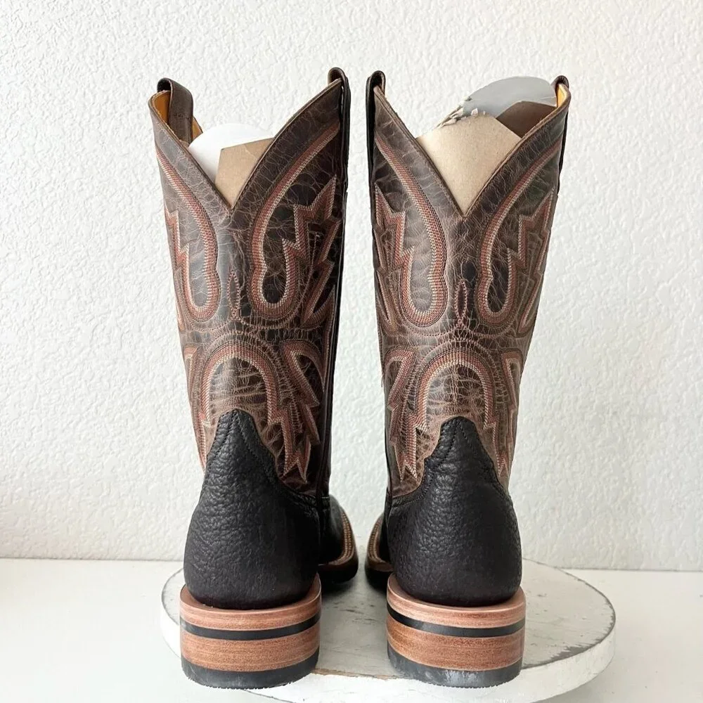 NEW Rod Patrick Mens Cowboy Boots 7.5 B Brown Shark Leather Western Square Toe - Picture 3 of 12